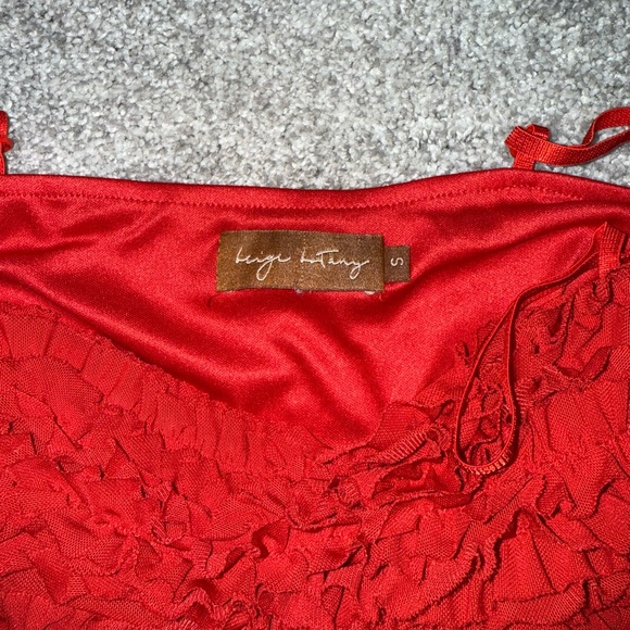 Red Ruffle Mini Dress - Picture 7 of 8